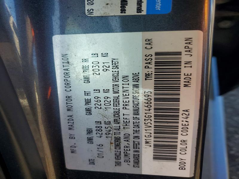 2016 Mazda 6 მანქანა იყიდება აუქციონზე, vin: JM1GJ1V53G1466693, აუქციონის ნომერი: 45515306