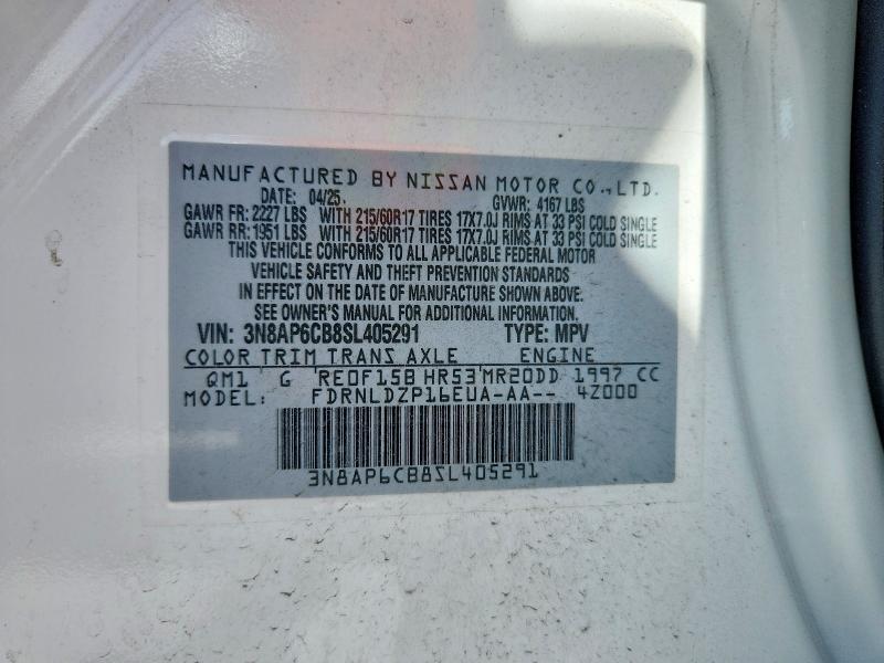 2025 Nissan Kicks მანქანა იყიდება აუქციონზე, vin: 3N8AP6CB8SL405291, აუქციონის ნომერი: 46316826