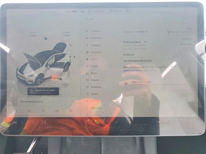41920226 :رقم المزاد ، 7SAYGDEE7NF562287 vin ، 2022 Tesla Model Y مزاد بيع