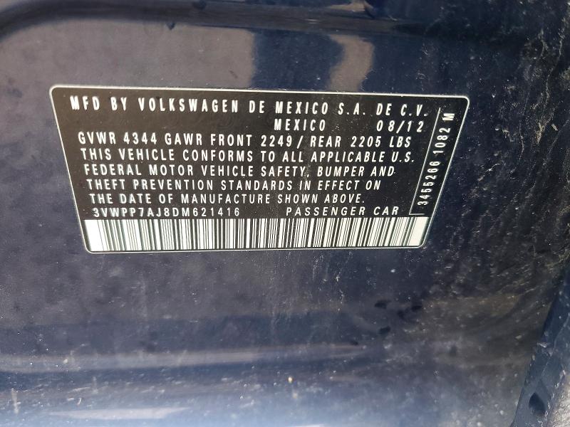 Продажа на аукционе авто 2013 Volkswagen Jetta, vin: 3VWPP7AJ8DM621416, номер лота: 45819986