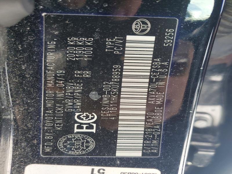 Aukcja sprzedaży 2019 Toyota Camry, vin: 4T1B11HK5KU788959, numer aukcji: 46858396