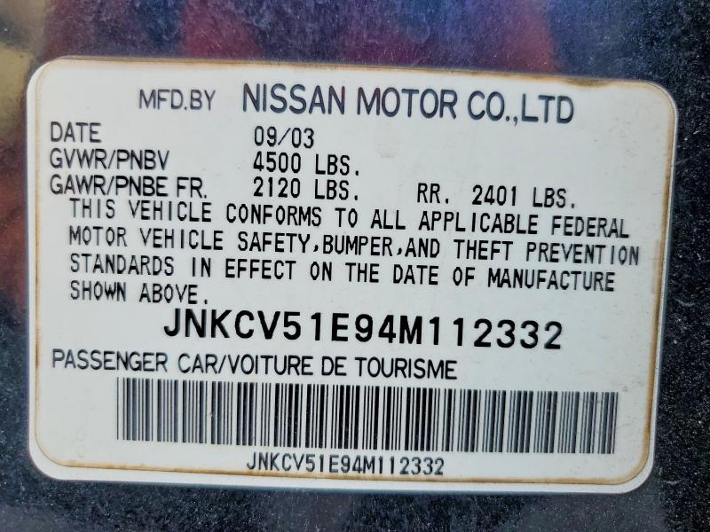 Aukcja sprzedaży 2004 Infiniti G35, vin: JNKCV51E94M112332, numer aukcji: 45845926