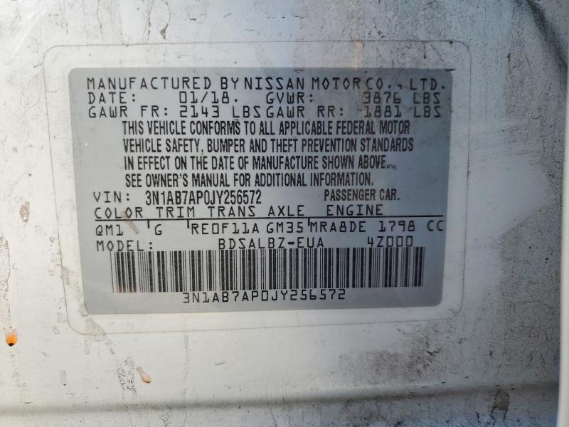 Продаж на аукціоні авто 2018 Nissan Sentra, vin: 3N1AB7AP0JY256572, номер лоту: 79126365