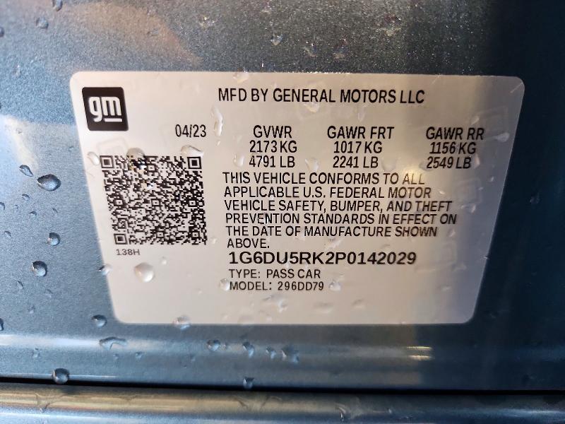 45774436 :رقم المزاد ، 1G6DU5RK2P0142029 vin ، 2023 Cadillac Ct5 مزاد بيع