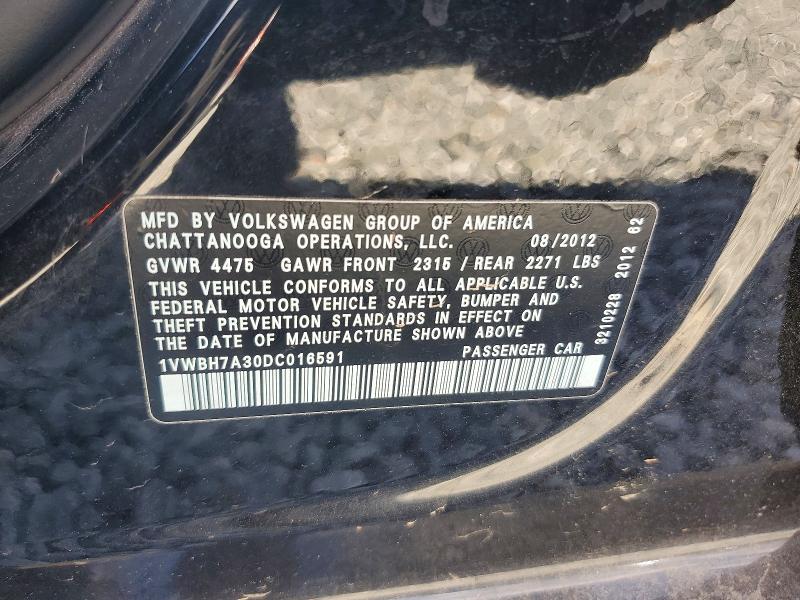 Продаж на аукціоні авто 2013 Volkswagen Passat, vin: 1VWBH7A30DC016591, номер лоту: 45477256