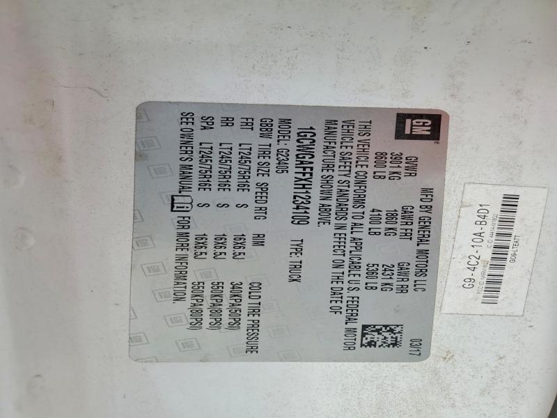Aukcja sprzedaży 2017 Chevrolet Express 25, vin: 1GCWGAFFXH1234109, numer aukcji: 79297455