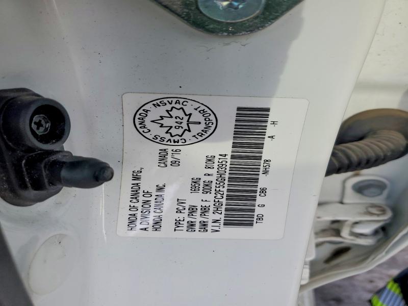 2016 Honda Civic მანქანა იყიდება აუქციონზე, vin: 2HGFC2F55GH039514, აუქციონის ნომერი: 76537745