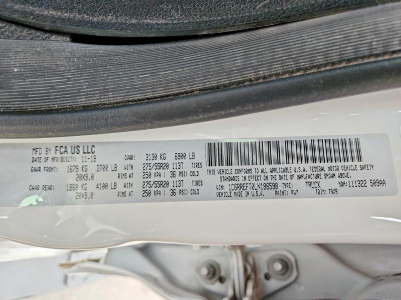 2020 Ram 1500 მანქანა იყიდება აუქციონზე, vin: 1C6RREFT0LN186598, აუქციონის ნომერი: 47121866