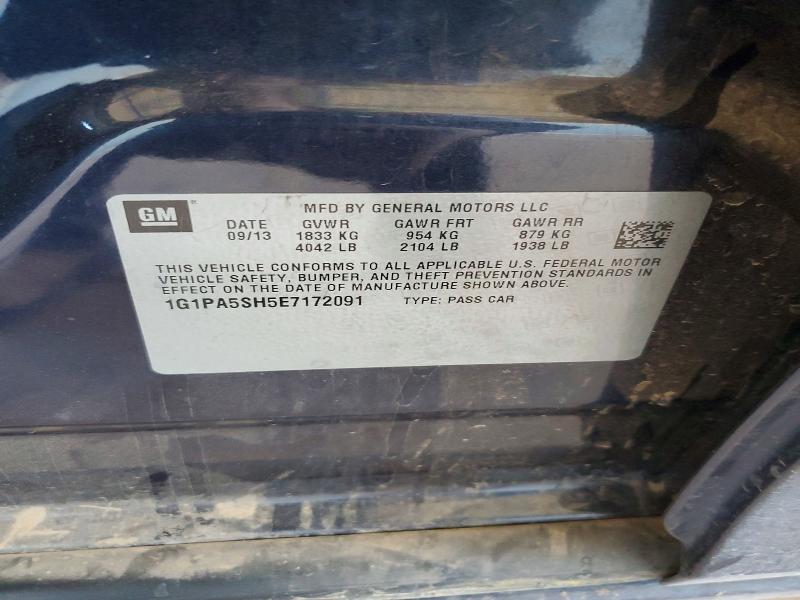 Auction sale of the 2014 Chevrolet Cruze, vin: 1G1PA5SH5E7172091, lot number: 46063566