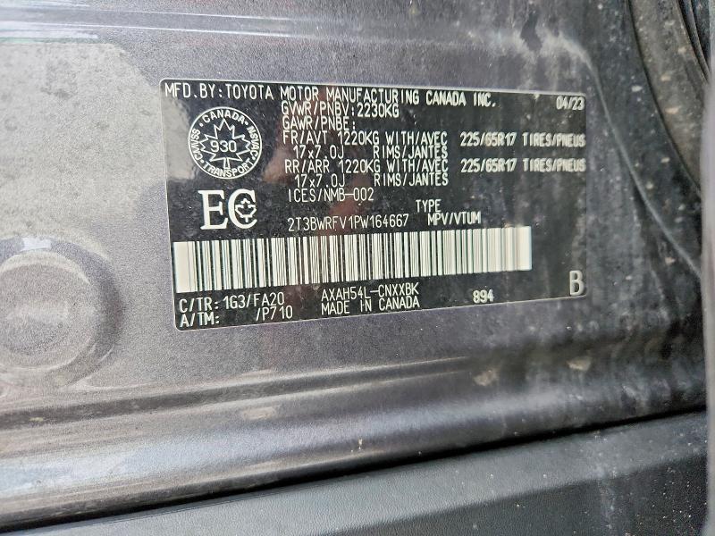 75808035 :رقم المزاد ، 2T3BWRFV1PW164667 vin ، 2023 Toyota Rav4 مزاد بيع