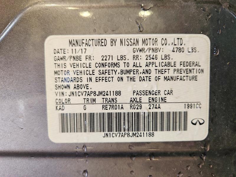Продаж на аукціоні авто 2018 Infiniti Q50, vin: JN1CV7AP8JM241188, номер лоту: 79733455