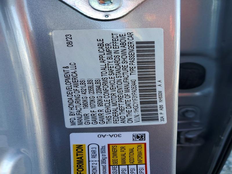 Aukcja sprzedaży 2023 Honda Accord, vin: 1HGCY1F31PA053440, numer aukcji: 78729865
