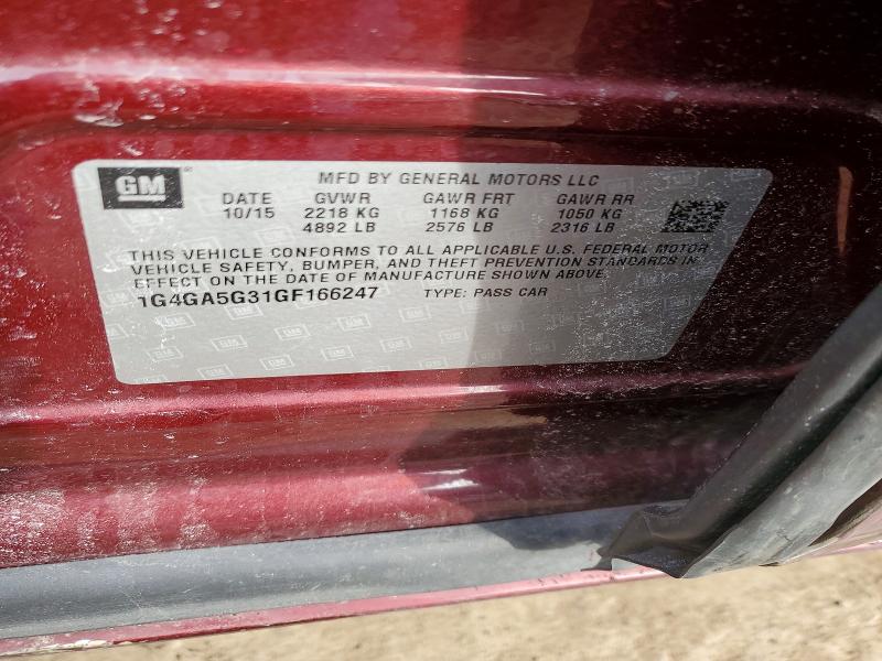46864286 :رقم المزاد ، 1G4GA5G31GF166247 vin ، 2016 Buick Lacrosse مزاد بيع
