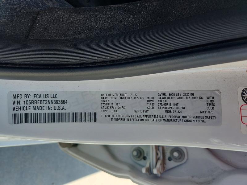 Продаж на аукціоні авто 2022 Ram 1500, vin: 1C6RREBT2NN393664, номер лоту: 47533216