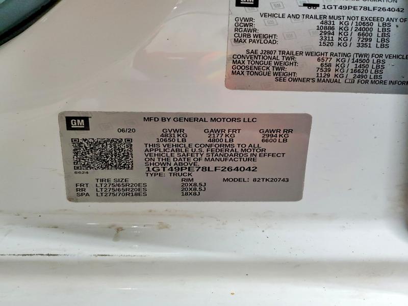 47541836 :رقم المزاد ، 1GT49PE78LF264042 vin ، 2020 Gmc Sierra مزاد بيع