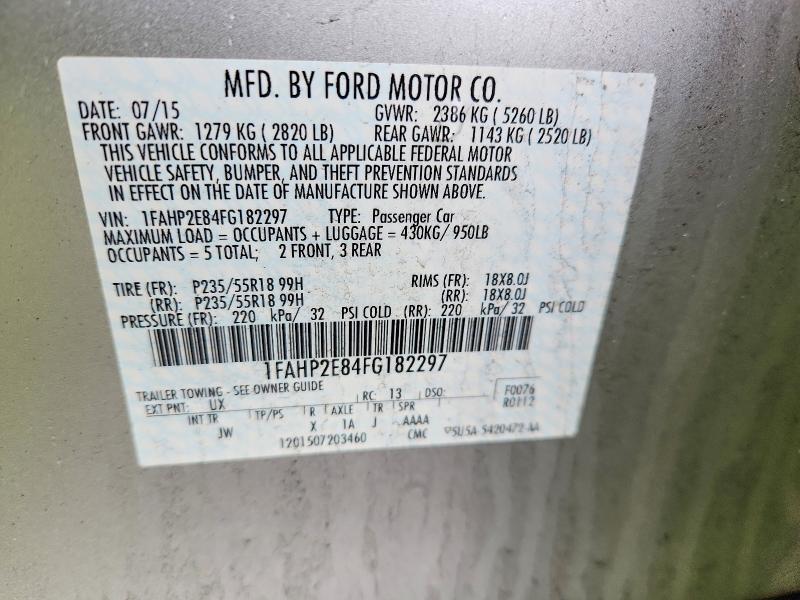 2015 Ford Taurus მანქანა იყიდება აუქციონზე, vin: 1FAHP2E84FG182297, აუქციონის ნომერი: 46567396