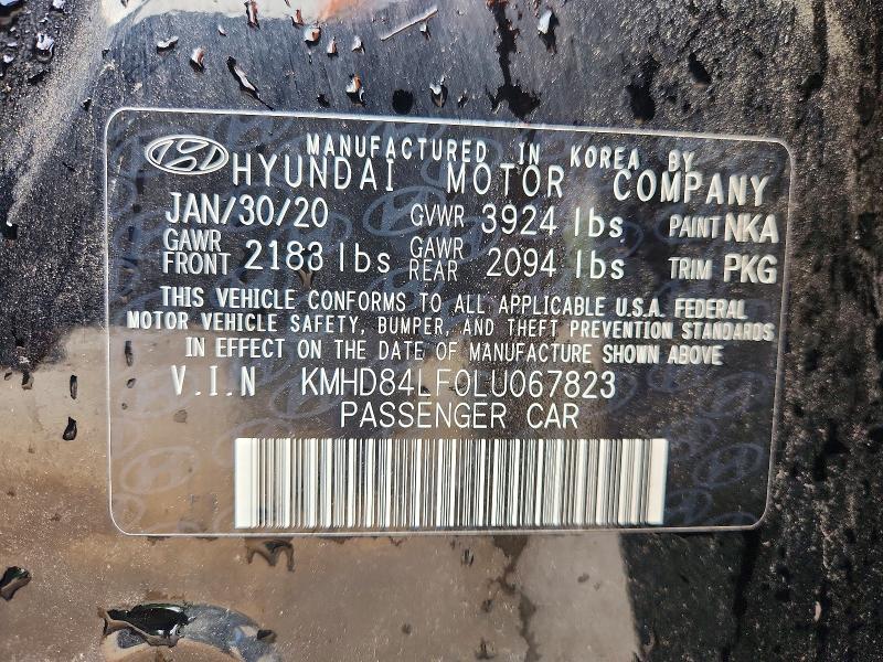 Продаж на аукціоні авто 2020 Hyundai Elantra, vin: KMHD84LF0LU067823, номер лоту: 47940646