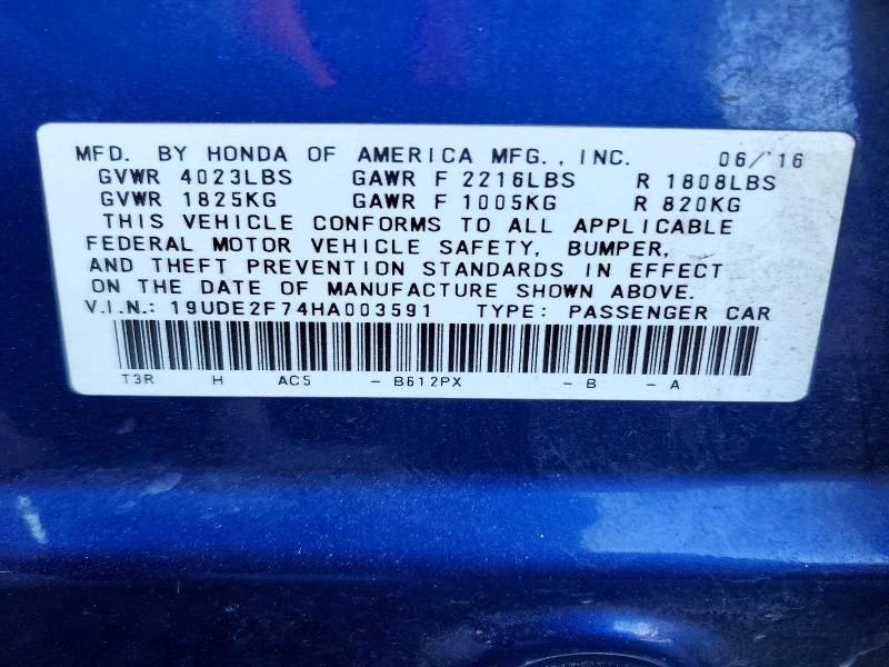 45492686 :رقم المزاد ، 19UDE2F74HA003591 vin ، 2017 Acura Ilx مزاد بيع
