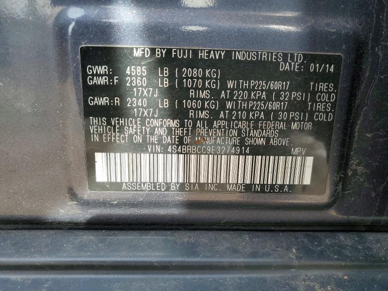 Aukcja sprzedaży 2014 Subaru Outback, vin: 4S4BRBCC9E3274914, numer aukcji: 46051706