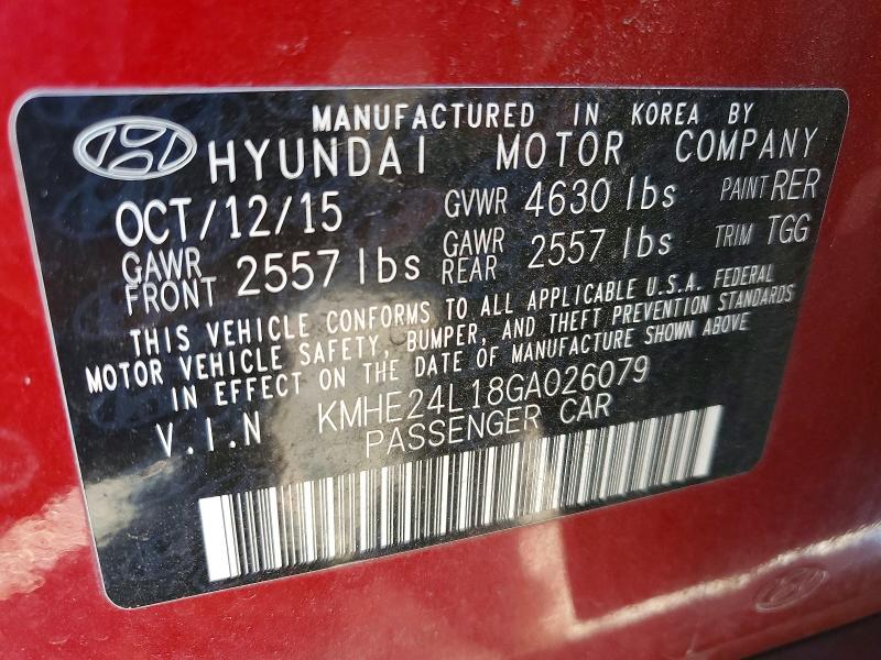 45991706 :رقم المزاد ، KMHE24L18GA026079 vin ، 2016 Hyundai Sonata Hybrid مزاد بيع
