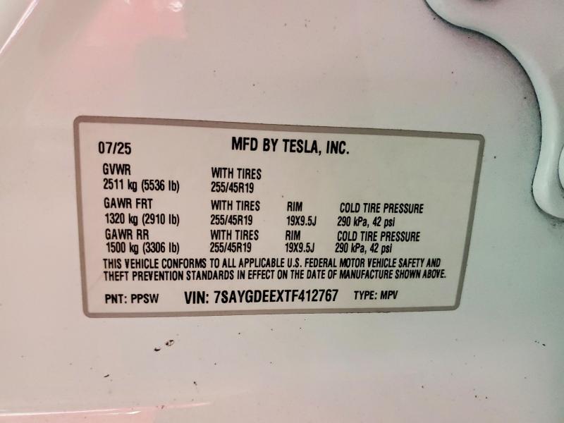 Aukcja sprzedaży 2026 Tesla Model Y, vin: 7SAYGDEEXTF412767, numer aukcji: 47915156