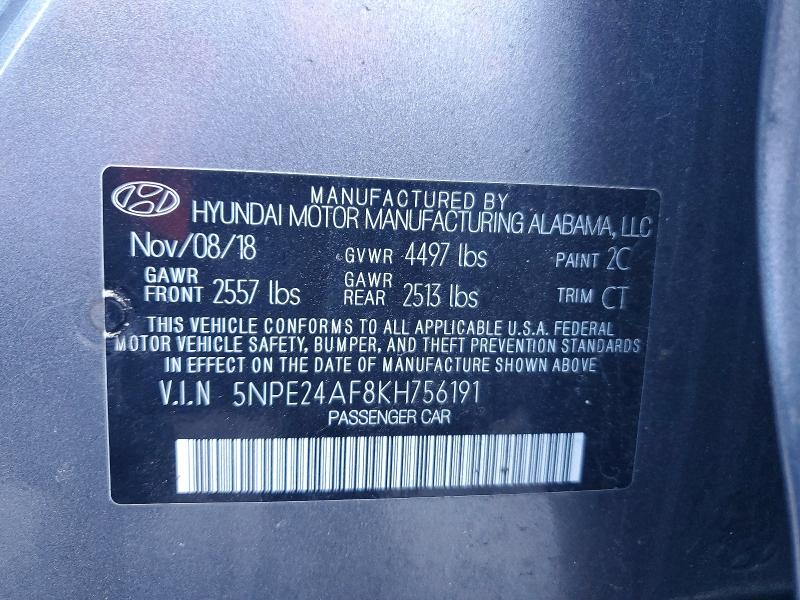 Aukcja sprzedaży 2019 Hyundai Sonata, vin: 5NPE24AF8KH756191, numer aukcji: 79950095