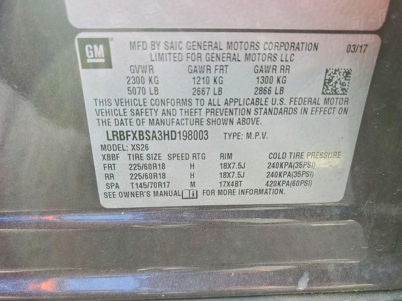 Aukcja sprzedaży 2017 Buick Envision, vin: LRBFXBSA3HD198003, numer aukcji: 47121336