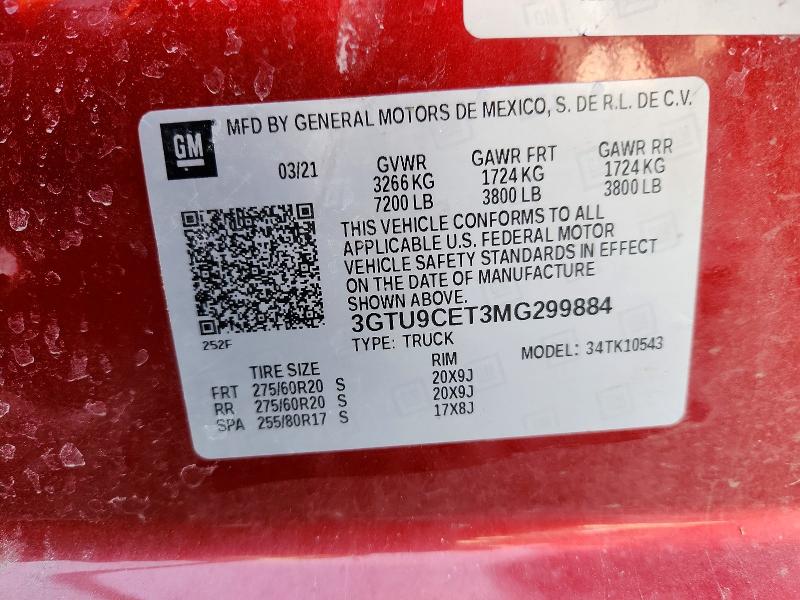 Продажа на аукционе авто 2021 Gmc Sierra, vin: 3GTU9CET3MG299884, номер лота: 79732055