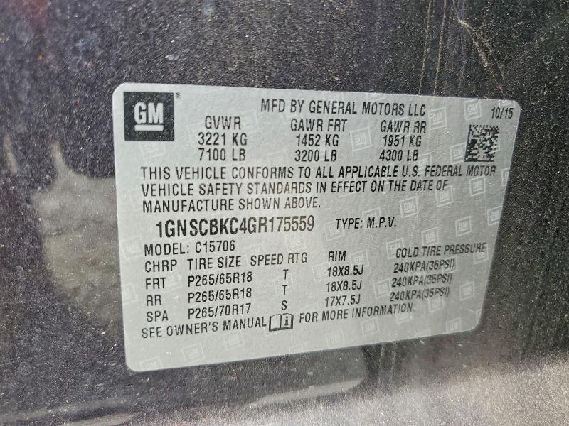 2016 Chevrolet Tahoe მანქანა იყიდება აუქციონზე, vin: 1GNSCBKC4GR175559, აუქციონის ნომერი: 46834976