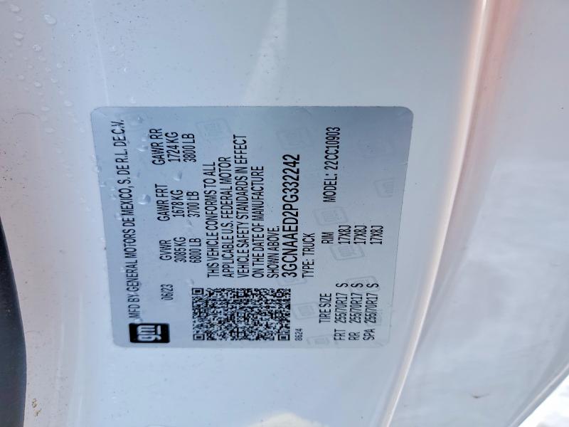 Aukcja sprzedaży 2023 Chevrolet Silverado, vin: 3GCNAAED2PG332242, numer aukcji: 79613735