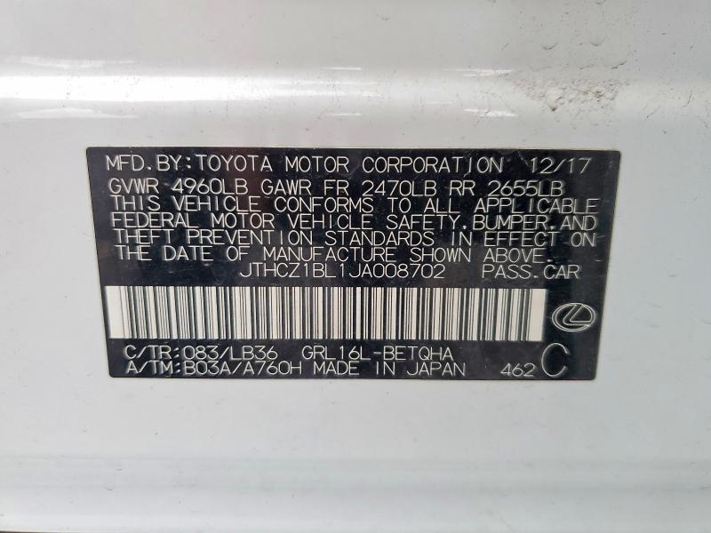 Продаж на аукціоні авто 2018 Lexus Gs 350, vin: JTHCZ1BL1JA008702, номер лоту: 45532306