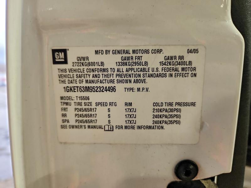 2005 Gmc Envoy მანქანა იყიდება აუქციონზე, vin: 1GKET63M952324496, აუქციონის ნომერი: 46090726