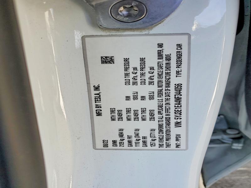 Продаж на аукціоні авто 2022 Tesla Model 3, vin: 5YJ3E1EA4NF344056, номер лоту: 47611326