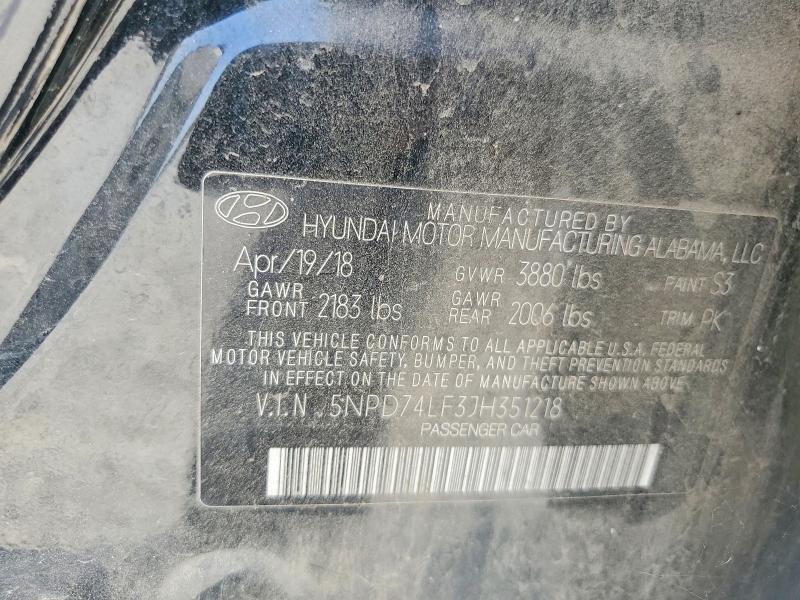 Продаж на аукціоні авто 2018 Hyundai Elantra, vin: 5NPD74LF3JH351218, номер лоту: 73721555