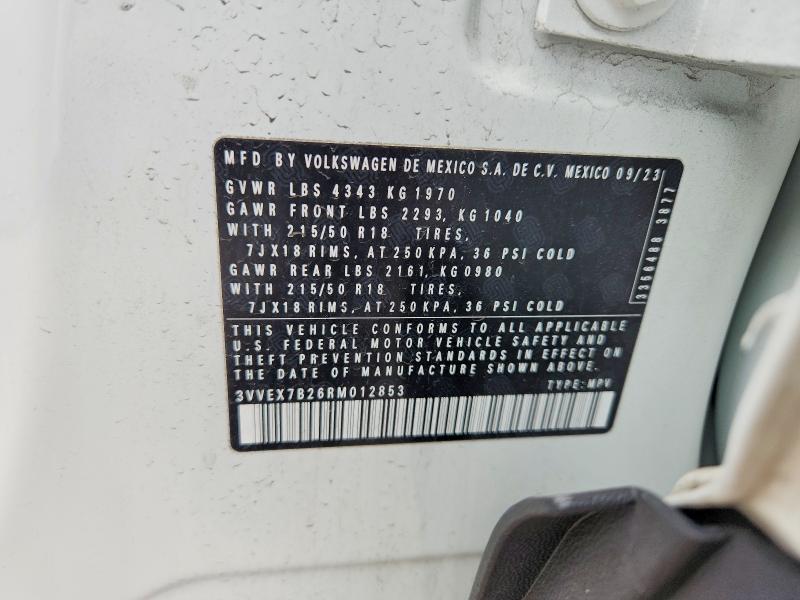 Aukcja sprzedaży 2024 Volkswagen Taos, vin: 3VVEX7B26RM012853, numer aukcji: 46892186