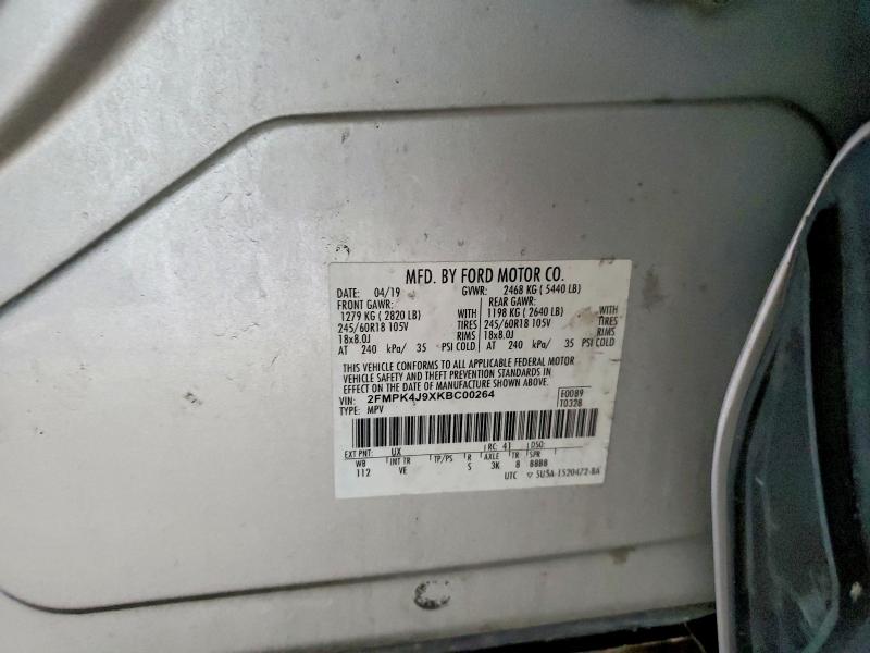 Продаж на аукціоні авто 2019 Ford Edge, vin: 2FMPK4J9XKBC00264, номер лоту: 46324106