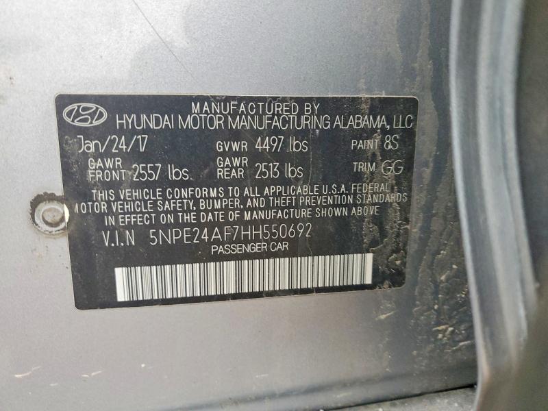 Продаж на аукціоні авто 2017 Hyundai Sonata, vin: 5NPE24AF7HH550692, номер лоту: 46954146