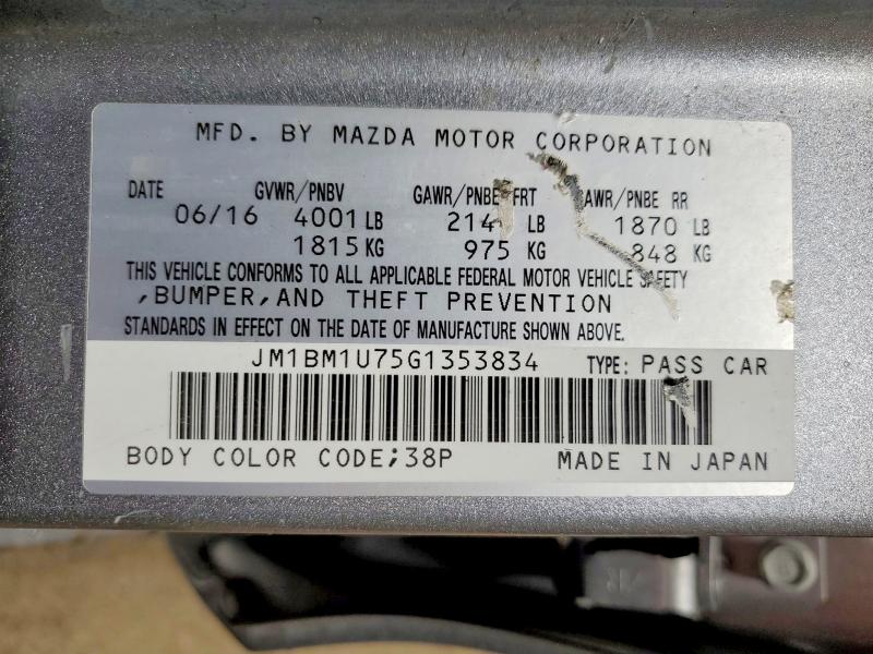 79984935 :رقم المزاد ، JM1BM1U75G1353834 vin ، 2016 Mazda 3 مزاد بيع