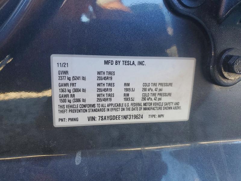 Продаж на аукціоні авто 2022 Tesla Model Y, vin: 7SAYGDEE1NF319624, номер лоту: 46955836