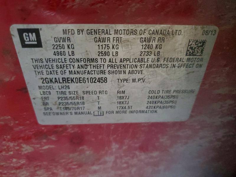 Aukcja sprzedaży 2014 Gmc Terrain, vin: 2GKALREK0E6102458, numer aukcji: 79662045
