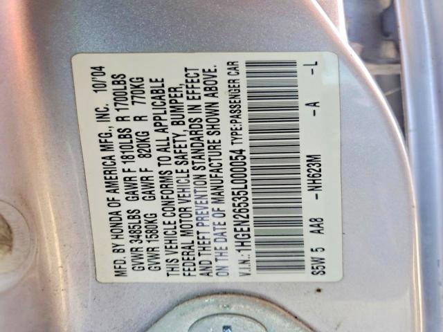 45655066 :رقم المزاد ، 1HGEN26535L000054 vin ، 2006 Honda Civic مزاد بيع