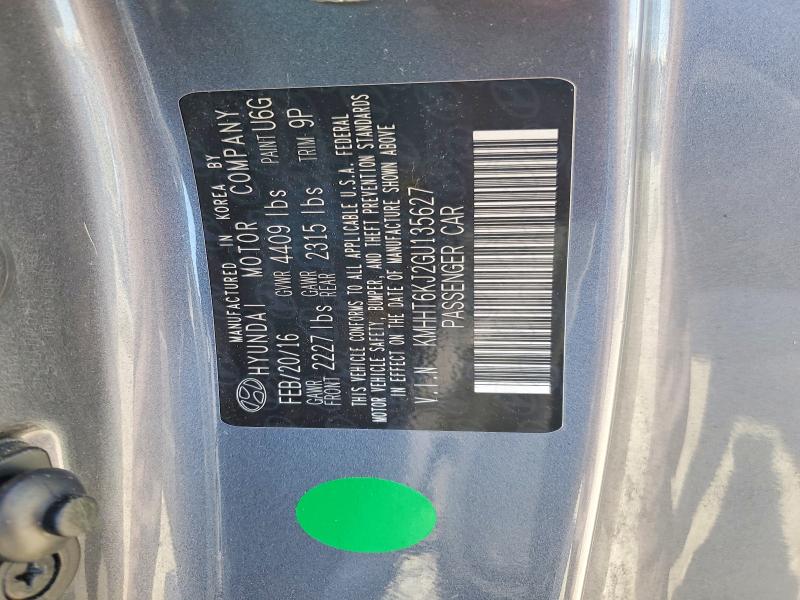 2016 Hyundai Genesis Coupe მანქანა იყიდება აუქციონზე, vin: KMHHT6KJ2GU135627, აუქციონის ნომერი: 77332815