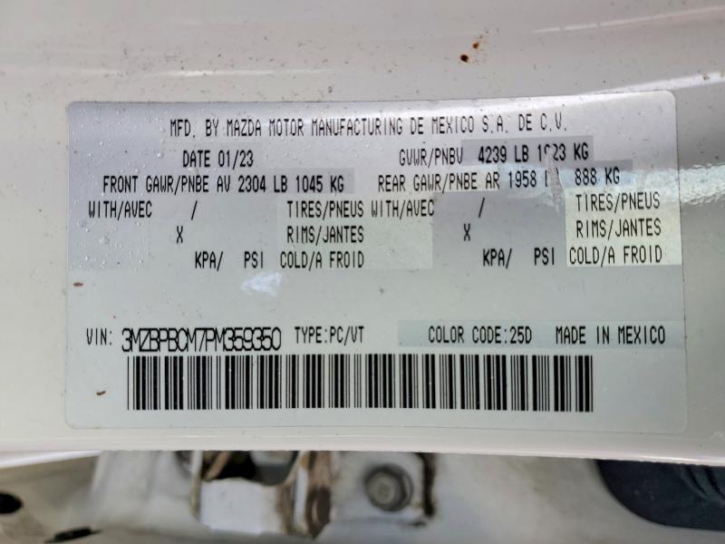 79393325 :رقم المزاد ، 3MZBPBCM7PM359350 vin ، 2023 Mazda 3 مزاد بيع