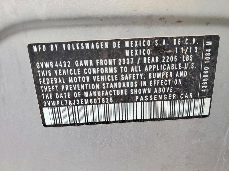 Aukcja sprzedaży 2014 Volkswagen Jetta, vin: 3VWPL7AJ3EM607825, numer aukcji: 46527116