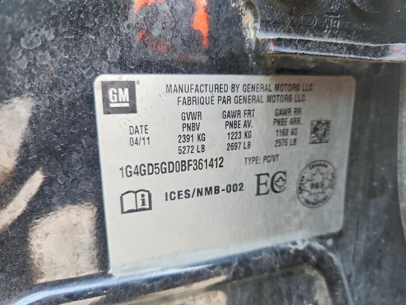 45966126 :رقم المزاد ، 1G4GD5GD0BF361412 vin ، 2011 Buick Lacrosse مزاد بيع