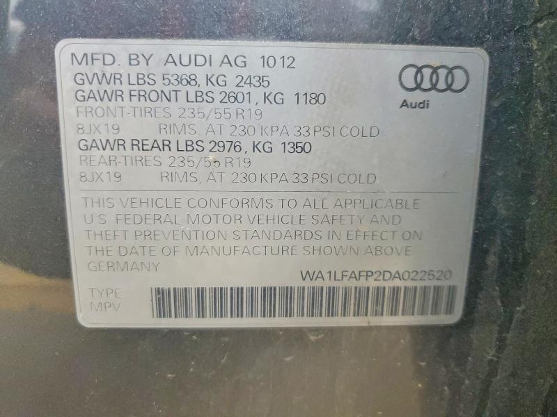 47254726 :رقم المزاد ، WA1LFAFP2DA022520 vin ، 2013 Audi Q5 مزاد بيع