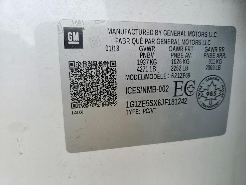 46295136 :رقم المزاد ، 1G1ZE5SX6JF181242 vin ، 2018 Chevrolet Malibu مزاد بيع