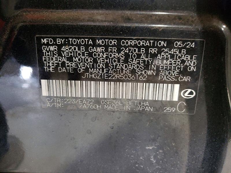 74827985 :رقم المزاد ، JTHGZ1E22R5036162 vin ، 2024 Lexus Is 350 مزاد بيع