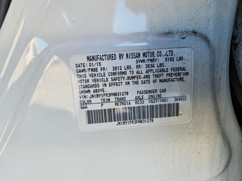 Продажа на аукционе авто 2015 Infiniti Q70l, vin: JN1BY1PR3FM831279, номер лота: 45964786