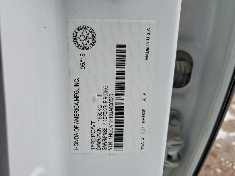 Aukcja sprzedaży 2018 Honda Accord, vin: 1HGCV1F10JA808530, numer aukcji: 46160846